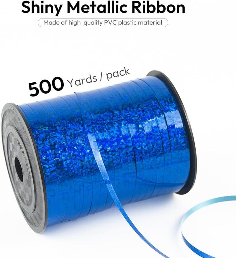 HimBen 500 Yards Curling Ribbon for Gift Wrapping, 3/16" Balloon String for Christmas Valentine Birthday Wedding Party Festival Decoration, Crafts, Flower Bouquet(Laser Blue) - Image 2